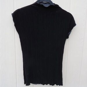 Ronen Chen Designer Black velvet Short Sleeve Top